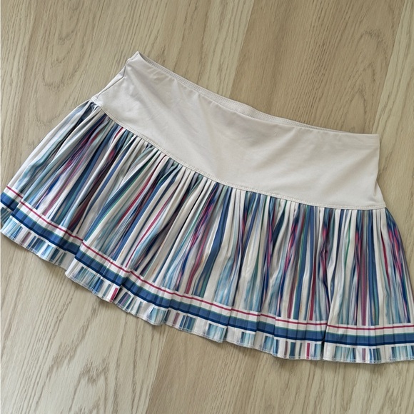Lucky in Love tennis pickleball Pleated Skort Skirt striped - sz Large L 12 - Picture 1 of 7